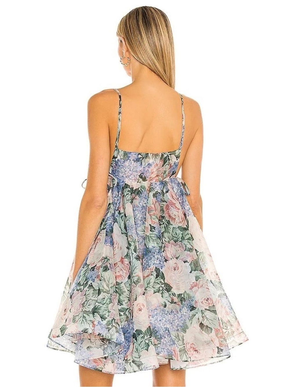 Selkie Floral Print Spaghetti-Strap Sundress in Pastel Pink and Blue - Picture 3 of 8